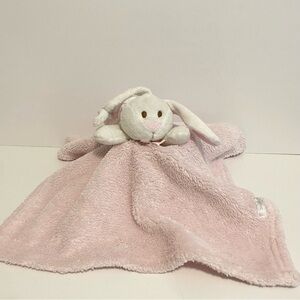 Blankets & Beyond Bunny Lovey Pink White Security Blanket Baby Girl Paci Holder